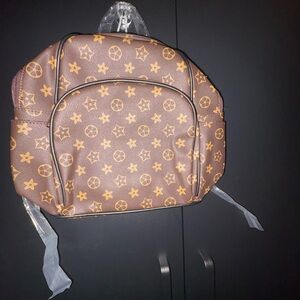 FASHION Brown Monogram Pattern Mini Backpack